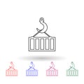 Crane hook with container multi color icon. Simple thin line, outline vector of logistic icons for ui and ux, website or mobile Royalty Free Stock Photo