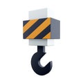 Crane hook 3D render icon. Isolated on white background. 3d render crane icon. Royalty Free Stock Photo