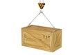 Crane hook with hanging wooden box