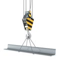 Crane hook with L bar angle rolled metal, 3D rendering