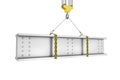 Crane Hook Lifting of Steel Beam. 3d Rendering