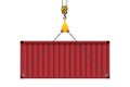 Crane hook lifts the container