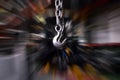 Crane hook of the overhead crane in the workshop of an industrial plant for the production of tractors Royalty Free Stock Photo