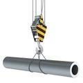 Crane hook with round steel pipe, 3D rendering