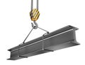 Crane hook with steel girder 3D. Royalty Free Stock Photo