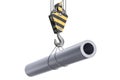 Crane hook with steel pipe, 3D rendering