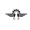 Crane hook with wings,gear,chain  vector illustration template Royalty Free Stock Photo