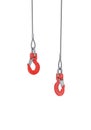 Crane hooks on steel cable isolated