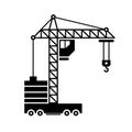 Crane Icon. Silhouette on White Background. Vector