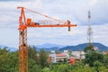 Crane industry selective focus construction buildings site city Royalty Free Stock Photo