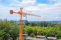 Crane industry selective focus construction buildings site city Royalty Free Stock Photo