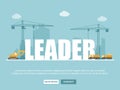 Crane and leader building. Infographic Template, Vector Illustration