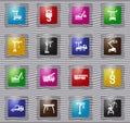 Crane and lifing machines glass icon set Royalty Free Stock Photo