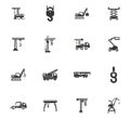 Crane and lifing machines icon set