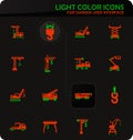 Crane and lifing machines icon set