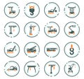 Crane and lifing machines icon set