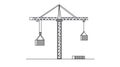Tower Crane Lifting Cargo - Simple Line Art Construction Equipment Design Royalty Free Stock Photo