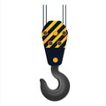 Crane lifting hook on wire rope icon. Hoist part for grabbing