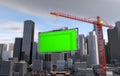 Crane lifts the billboard. city landscape Royalty Free Stock Photo