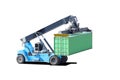 Crane lifts container handler isolated on white background with Royalty Free Stock Photo