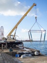 Crane for loading and lifting boats. Transportation of boats. Private boats. Resort place