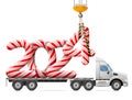 Crane loads New Year 2024 of candy stick