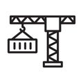 Crane, logistic crane, container, lifter fully editable vector icon