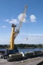 Crane makes loading in the port