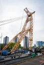 Crane at maritime museum in the Leuvehaven, Rotterdam