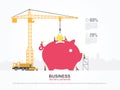 Crane and money building. Royalty Free Stock Photo
