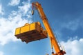 Crane moves heavy equipment or lift construction materials. building industry, Generative AI