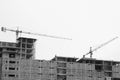 Crane operation on the building for lifting tools for installation job, Construction industry in the city and operation by crane Royalty Free Stock Photo