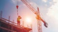 Crane Operator Maneuvers Heavy Loads at Construction Site