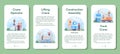 Crane operator mobile application banner set. Industrial builder