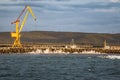 The crane on the pier Royalty Free Stock Photo