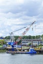 Crane pontoon in Port of Rotterdam.