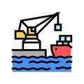 crane port color icon vector illustration