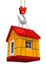 Crane raises House (clipping path included)