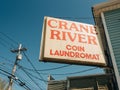 Crane River Laundromat sign, in Danvers, Massachusetts