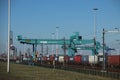 Crane of the RSC container terminal in the Waalhaven in Rotterdam Royalty Free Stock Photo