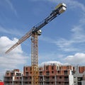 ConstructCrane and scaffolding for the construction of a buildingion of a concrete slab with polystyrene insulation