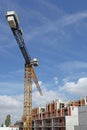 ConstructCrane and scaffolding for the construction of a buildingion of a concrete slab with polystyrene insulation