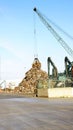 Crane with scrap heap in the port of Barcelona Royalty Free Stock Photo