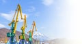 crane at the scrapyard in the seaport Royalty Free Stock Photo