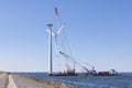 Crane ship and demolition offshore wind turbine, nr 2 of 8 photos Royalty Free Stock Photo