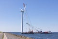 Crane ship and demolition offshore wind turbine, nr 1 of 8 photos Royalty Free Stock Photo