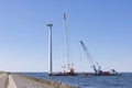 Crane ship and demolition offshore wind turbine, nr 4 of 8 photos Royalty Free Stock Photo