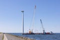 Crane ship and demolition offshore wind turbine, nr 5 of 8 photos Royalty Free Stock Photo