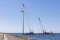Crane ship and demolition offshore wind turbine, nr 6 of 8 photos Royalty Free Stock Photo