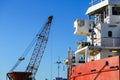 Crane in ship dock vessel Royalty Free Stock Photo